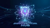 Digital tooth with atomic structure and glowing core representing dental innovation hub concept for modern healthcare technology and scientific research.