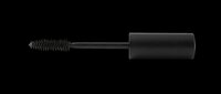 Mascara brush with black wand and cylindrical tube isolated on transparent background, ready for beauty product design, cosmetics packaging, print-on-demand, and sublimation projects.