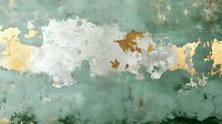 Abstract green and gold wall texture with peeling paint and weathered surface showing multiple layers of aged patina and natural decay patterns.