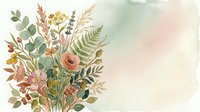 Botanical wildflower arrangement with dried grasses, ferns and blush roses on soft watercolor background, isolated design element for wedding invitations, greeting cards and floral compositions.