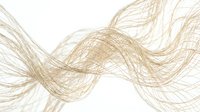 Abstract golden flowing lines creating dynamic wave pattern on white background for modern design projects and digital art applications.