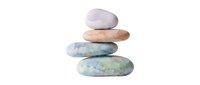 Stacked smooth stones in pastel colors isolated on white background, ready for wellness, spa, and meditation design projects.