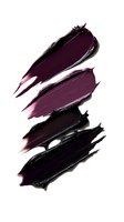Dark purple and black cosmetic smears on white background showing gradient texture of makeup swatches, isolated for beauty and fashion design projects.