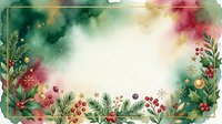 Watercolor floral frame with festive greenery, berries, and blooms in red, gold, and green tones on white background. Isolated design element for holiday cards, invitations, and seasonal projects.