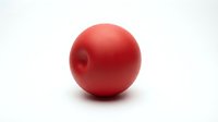 Red bowling ball isolated on white background for sports equipment design and recreational activity graphics.