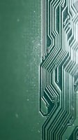 Green circuit board with intricate electronic pathways and copper traces for technology and computing projects.