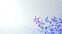 Molecular structure network with connected atoms and bonds flowing across white background, suitable for science, chemistry, biotechnology, and research presentations.