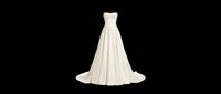 Elegant strapless bridal gown in ivory satin with a flowing A-line silhouette, isolated on transparent background, ready for wedding clipart, stickers, and print on demand.