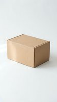 Brown cardboard shipping box isolated on white background for e-commerce delivery packaging and postal service mockup design projects.