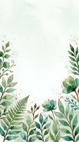 Watercolor botanical frame with green foliage, ferns, and leaves arranged on isolated white background. Ideal for wedding invitations, greeting cards, and design projects.