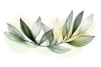 Translucent green leaves with x-ray effect on soft yellow background, creating ethereal botanical art for wellness and spa designs.