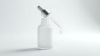 Empty white dropper bottle with silver cap and pipette on isolated background, ready for cosmetic, skincare, essential oil, or pharmaceutical product packaging design and branding mockups.