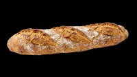 Rustic whole grain baguette with golden crust, isolated on transparent background. Ready for food menus, stickers, print on demand, T-shirt design, and clipart use.