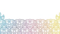 Colorful gradient geometric line art pattern with intricate floral motifs on white background. Modern decorative border design for textile and graphic projects.