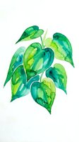 Watercolor illustration of lush green foliage with layered leaves in varying shades of emerald and lime, isolated on white background for design projects.