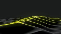 Glowing yellow neon lines flowing across dark wave-like surfaces, creating dynamic motion and energy for modern design, technology, and digital backgrounds.