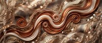 Luxurious copper and rose gold swirling waves with glitter accents, creating an elegant abstract background for premium design projects.