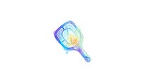 Colorful gradient tennis racket with mesh pattern isolated on white background, ready for sports design projects and athletic graphics.