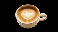Creamy cappuccino with latte art heart design in ceramic cup, isolated on transparent background, ready for cafe menu graphics, beverage packaging, and print-on-demand designs.