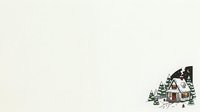 Cozy cottage with snow-covered roof nestled among evergreen trees in winter landscape, isolated on white background for holiday design projects.