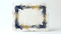 Watercolor frame with navy blue and gold ink splashes on white isolated background, ready for design use on cards, invitations, posters, and digital projects.