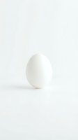 Single white egg on clean white background with soft shadow for minimalist design projects and culinary concepts.