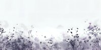 Delicate watercolor floral border with purple and gray wildflowers, butterflies and botanical elements on white background, creating dreamy garden scenery.