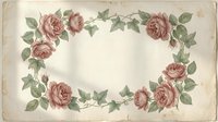 Vintage rose border frame with pink blooms and green leaves on aged paper background for romantic wedding invitations and feminine design projects.