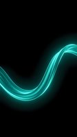 Glowing cyan wave with smooth flowing curves and luminous light effects on dark background, isolated for design use.