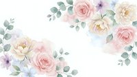 Watercolor floral frame with soft pink roses, purple flowers and eucalyptus leaves on white background for wedding invitations and romantic designs.