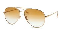 Aviator sunglasses with gold-toned metal frame and gradient amber lenses, isolated on white background, ready for e-commerce, fashion retail, and product design applications.