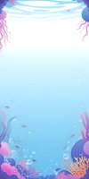 Underwater fantasy background with colorful coral reef elements and marine flora in pink, purple, and orange hues. Perfect for mobile game design, social media stories, or children's book illustration