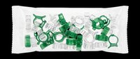 Assorted green and clear plastic storage containers, organizer boxes, and compartment cases isolated on transparent background, ready for clipart, print-on-demand designs, sublimation, stickers, and craft projects.