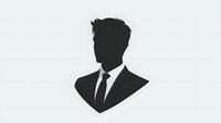 Black silhouette of businessman in suit and tie shown in profile view, isolated on white background for business branding, logo design and corporate identity.