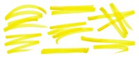 Bright yellow highlighter marker strokes and lines isolated on white background, ready for design projects, presentations, and educational materials.
