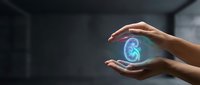 Hands protecting glowing kidney organ hologram symbolizing healthcare, medical protection, organ donation awareness and nephrology treatment concepts.
