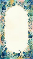 Watercolor cat border frame with floral elements and paw prints on white background for pet-themed designs and invitations.