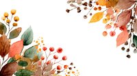 Watercolor autumn frame with colorful leaves, berries, and botanical elements on white background. Perfect for seasonal designs and fall-themed projects.