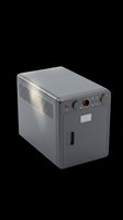 Portable power station isolated on transparent background, dark gray with copper accents, ready for T-shirt design, clipart, stickers, print on demand, and sublimation use.