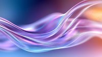 Flowing abstract waves in purple, blue and orange gradient colors create dynamic motion effect against dark background, suitable for modern design projects.