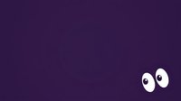 Pair of cartoon eyes with white pupils and black irises on deep purple background, suitable for character design, animation, and creative projects.