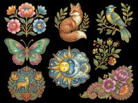 Vintage botanical and wildlife decorative elements isolated on transparent background, ready for t-shirt design, clipart, stickers, sublimation, print-on-demand products and digital crafts.