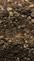 Dry soil texture with scattered pebbles and dried plant debris, suitable for agriculture, gardening, environmental, and construction projects.