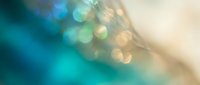 Soft bokeh lights transition from turquoise to warm cream tones, creating an abstract blurred background suitable for overlays, web design, and promotional materials.