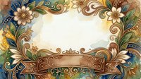 Ornate floral frame with scrolling botanical elements and decorative banner on isolated background, suitable for invitations, certificates, and design projects.