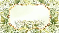 Botanical frame with delicate yellow flowers and green foliage on cream background, isolated design element ready for invitations, cards, and decorative projects.
