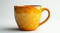 Orange ceramic coffee mug with gradient watercolor effect and glossy glaze finish on white background, minimalist design for modern kitchen and dining decor.