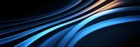 Abstract curved lines in blue and orange colors creating dynamic flowing motion against dark background. Modern design for presentations and banners.