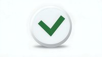 Green checkmark on white circular button with soft shadow, isolated on white background for interface design, apps and web projects.
