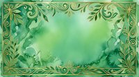 Watercolor botanical frame with ornate gold scrollwork border and soft green foliage, ideal for invitations, certificates, and decorative design backgrounds.